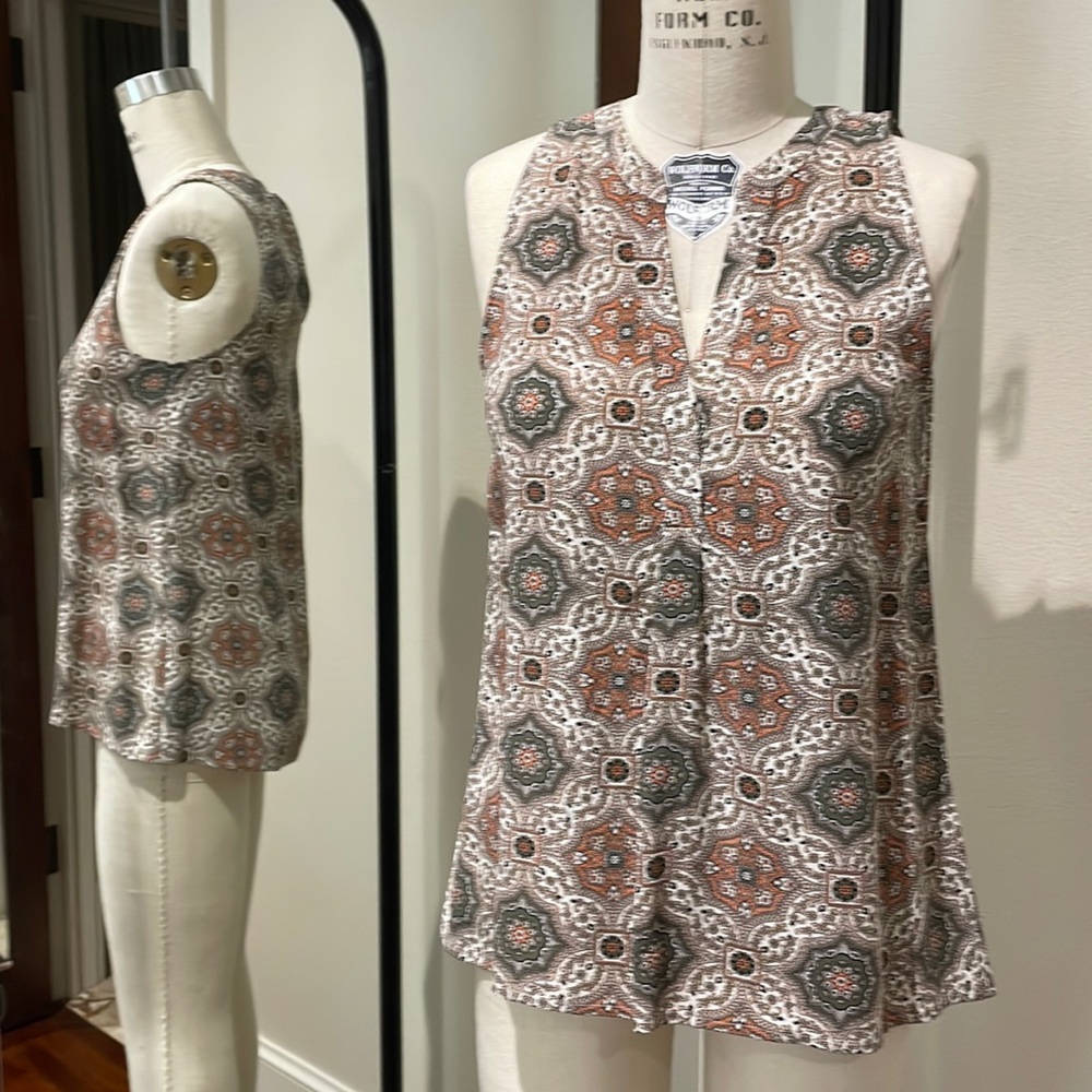 Joie Silk Pattern Sleeveless Blouse size XS